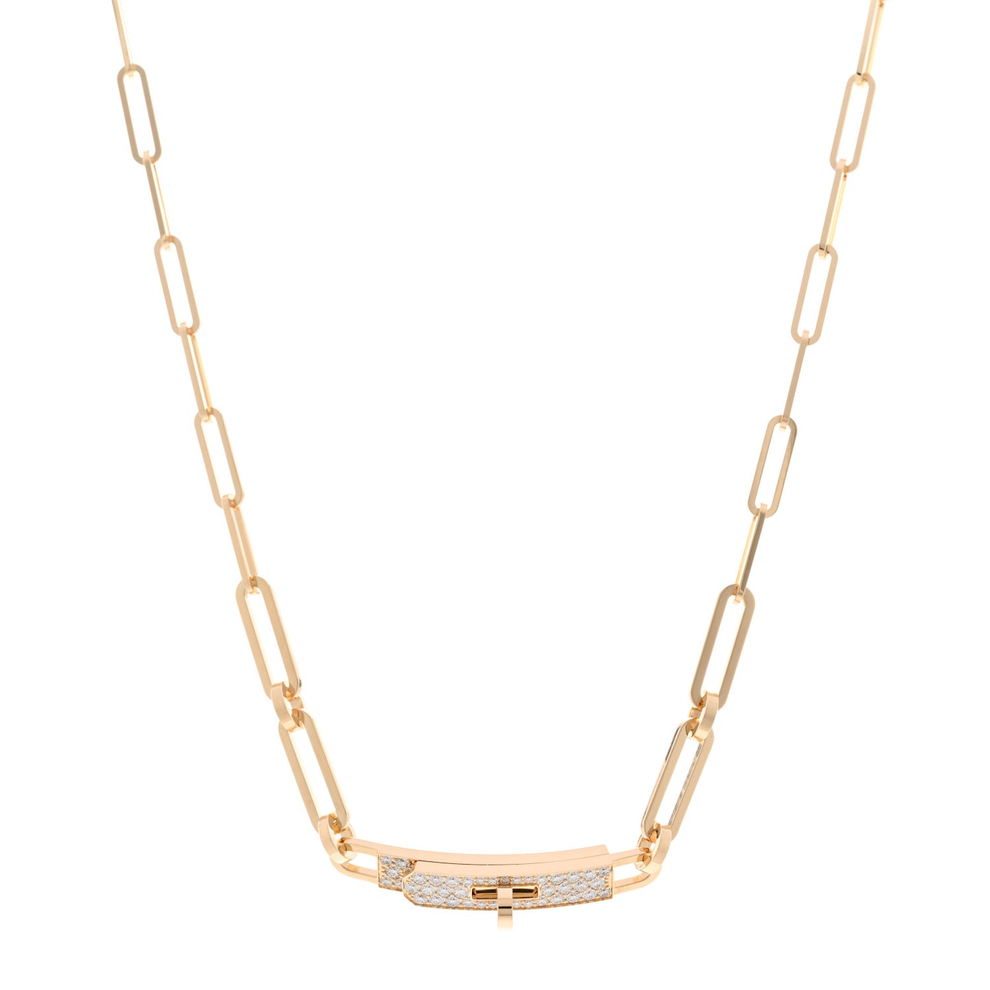 18K Yellow Gold Diamond Pave Kelly Chaine Choker Necklace