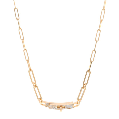 Hermes 18K Yellow Gold Diamond Pave Kelly Chaine Choker Necklace 1 of 6