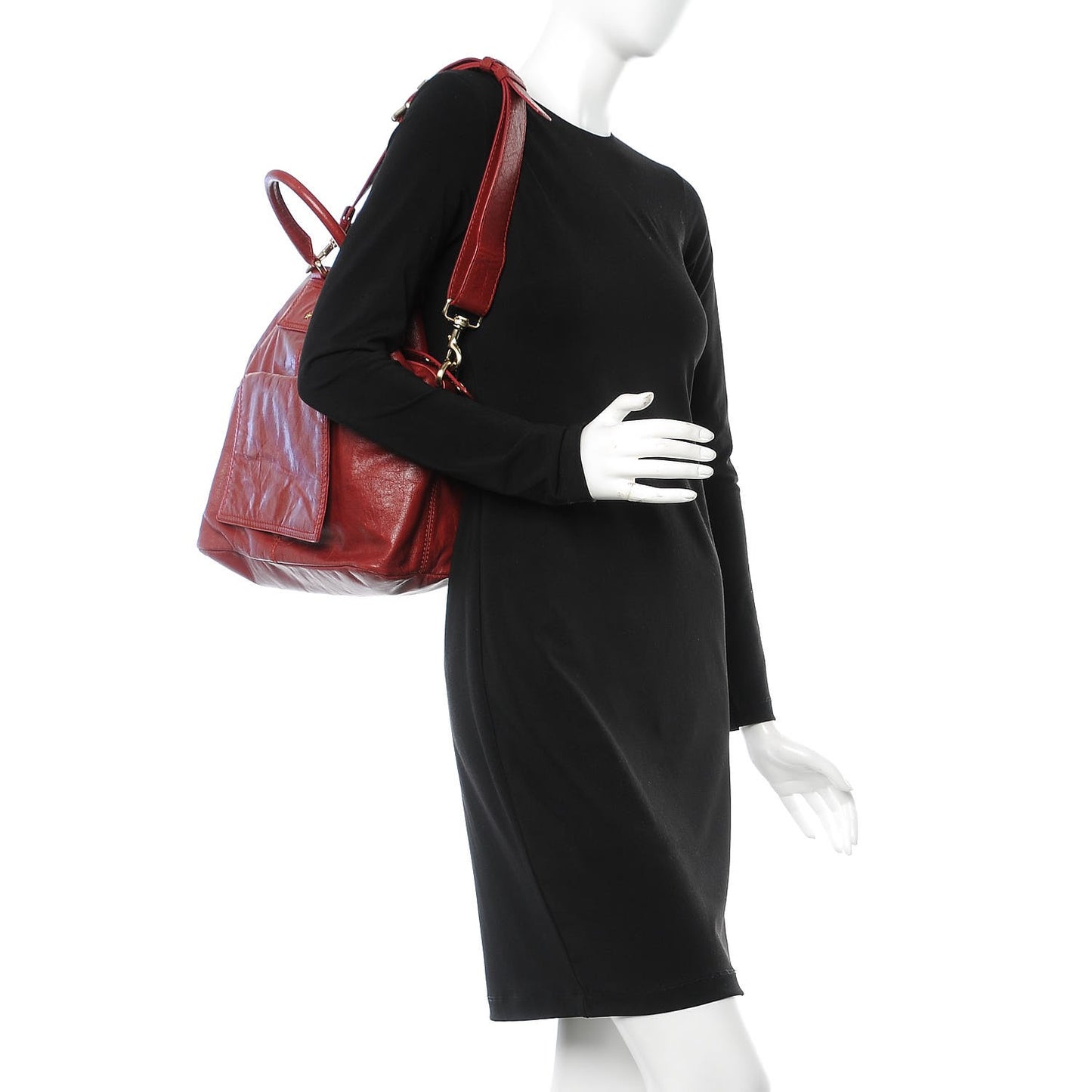 Calfskin Foldover Tote Red