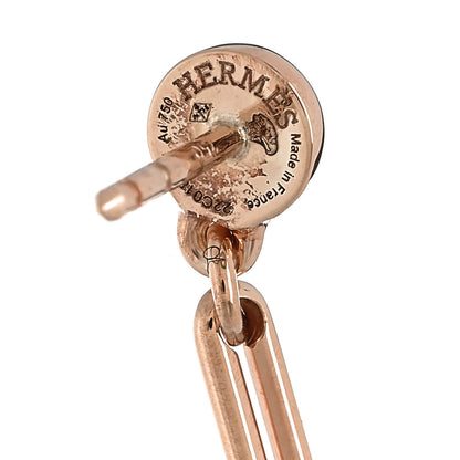 Hermes 18K Rose Gold PM Ex-Libris Drop Earrings 4 of 5