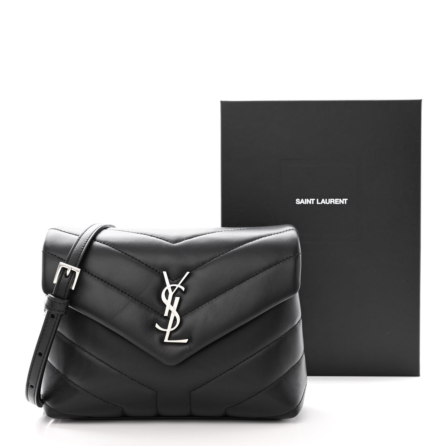 Saint Laurent Calfskin Y Quilted Monogram Toy Loulou Crossbody Bag Black 11 of 11