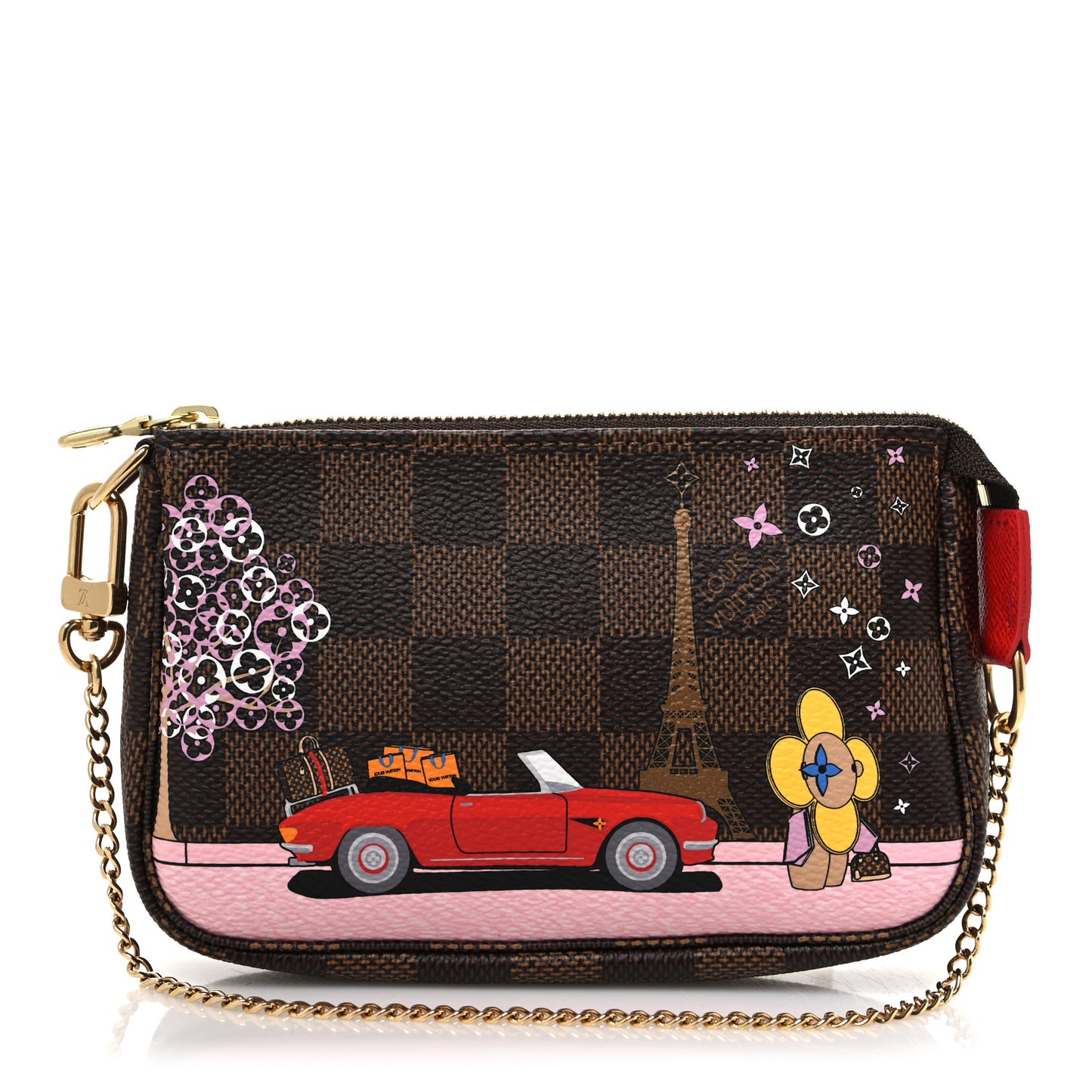 Damier Ebene 2019 Christmas Animation Mini Pochette Accessories Red