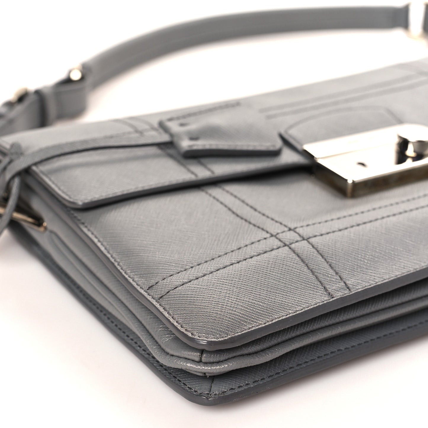 Saffiano Soft Stitched Sound Shoulder Bag Marmo