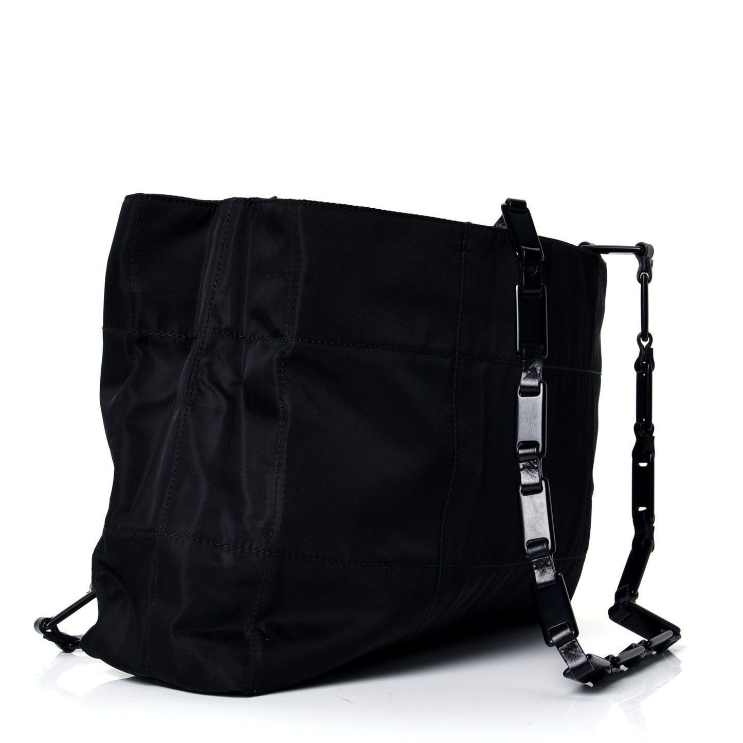Nylon Tessuto Chain Shoulder Bag Black
