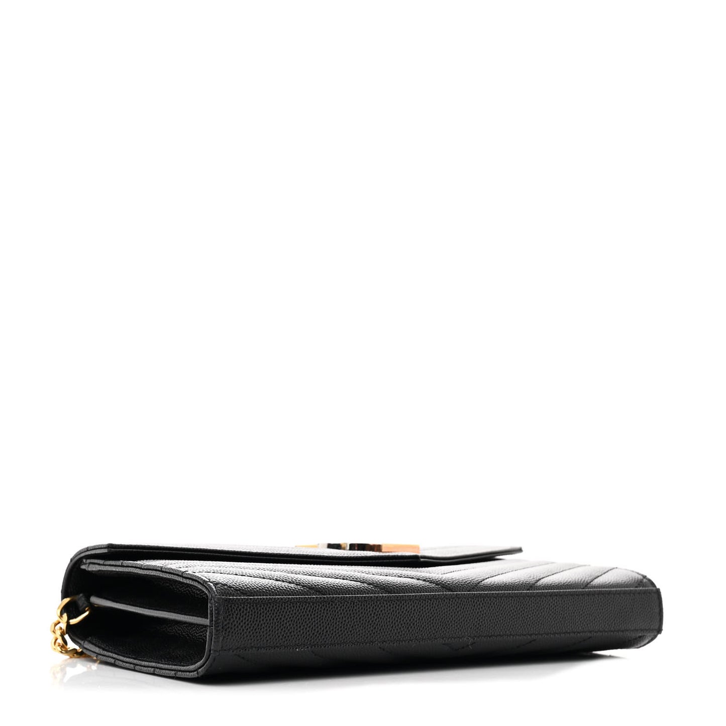 Grain De Poudre Matelasse Chevron Monogram Chain Wallet Black