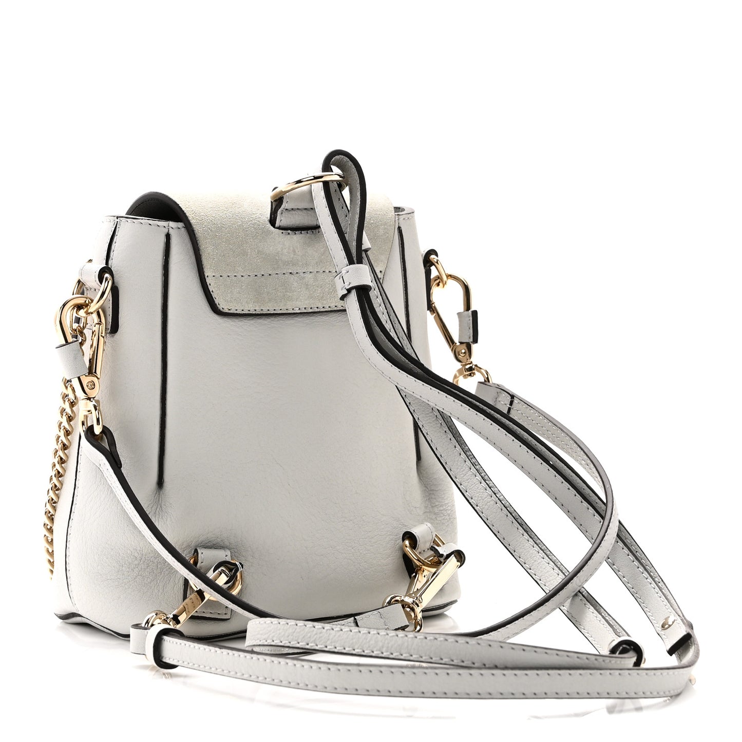 Suede Calfskin Mini Faye Backpack Airy Grey