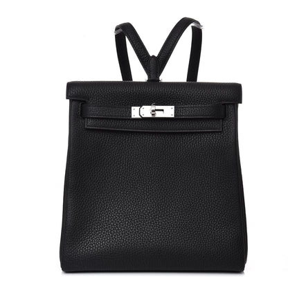 Hermes Taurillon Clemence Kelly Ado Backpack Black 1 of 8