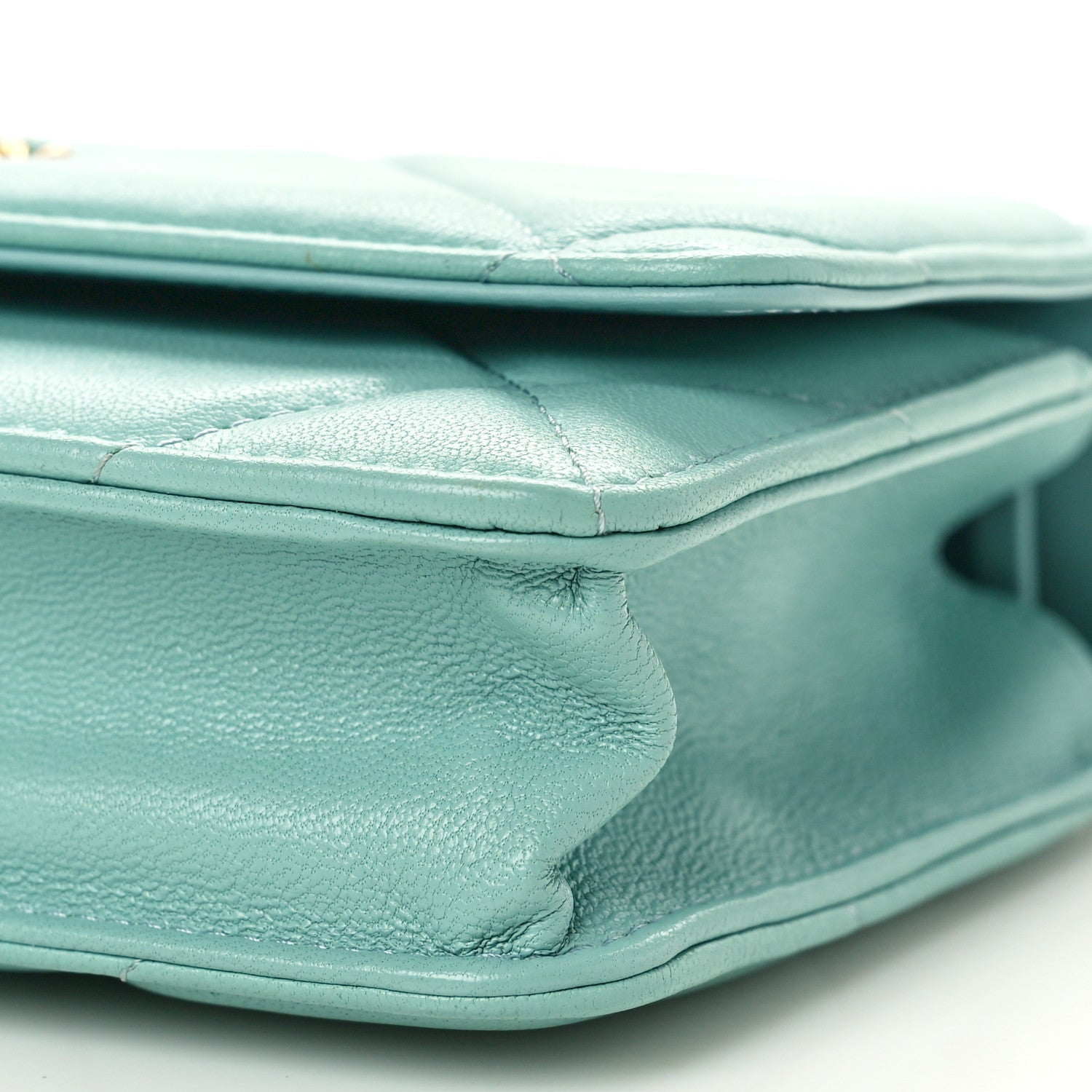 Chanel Lambskin Quilted Chanel 19 Wallet On Chain WOC Light Blue 10 of 11
