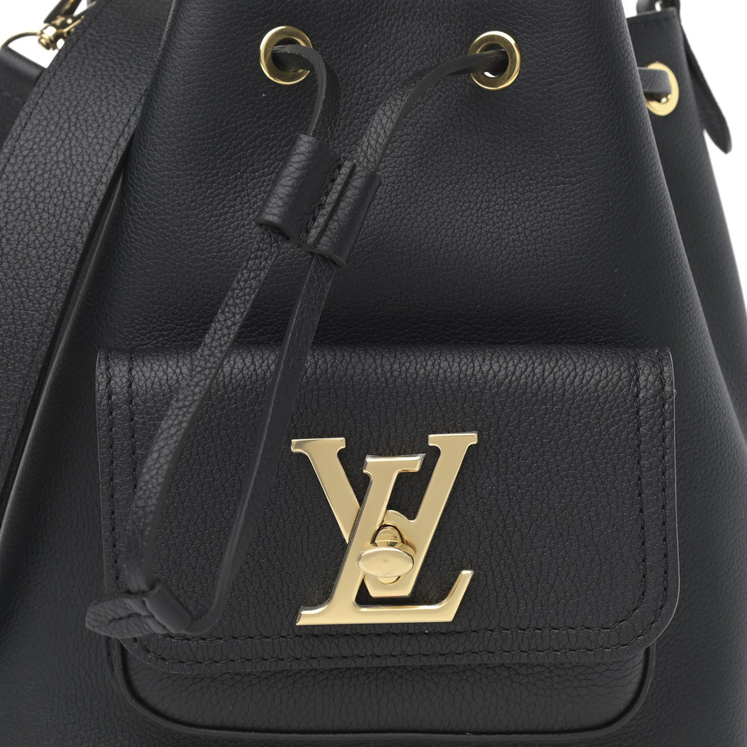 Louis Vuitton Calfskin Lockme Bucket MM Black 7 of 11