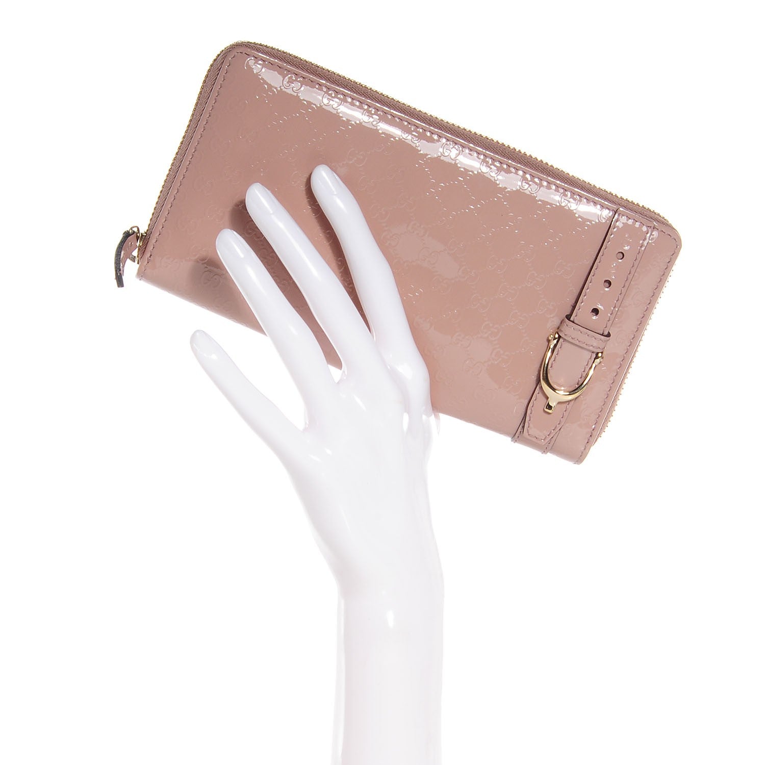 Gucci Patent Microguccissima Nice Zip Around Wallet Dark Cipria 2 of 8