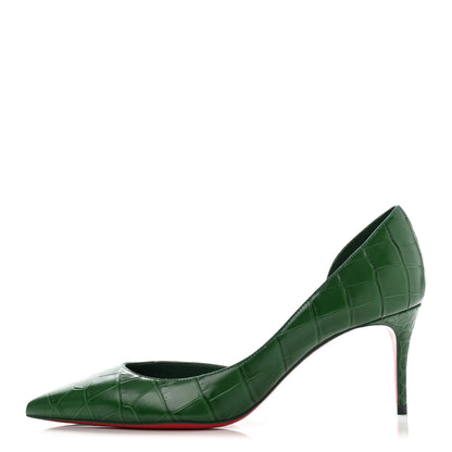 Christian Louboutin Crocodile Embossed Calfskin Iriza 70 Pumps 37 Green 1 of 8