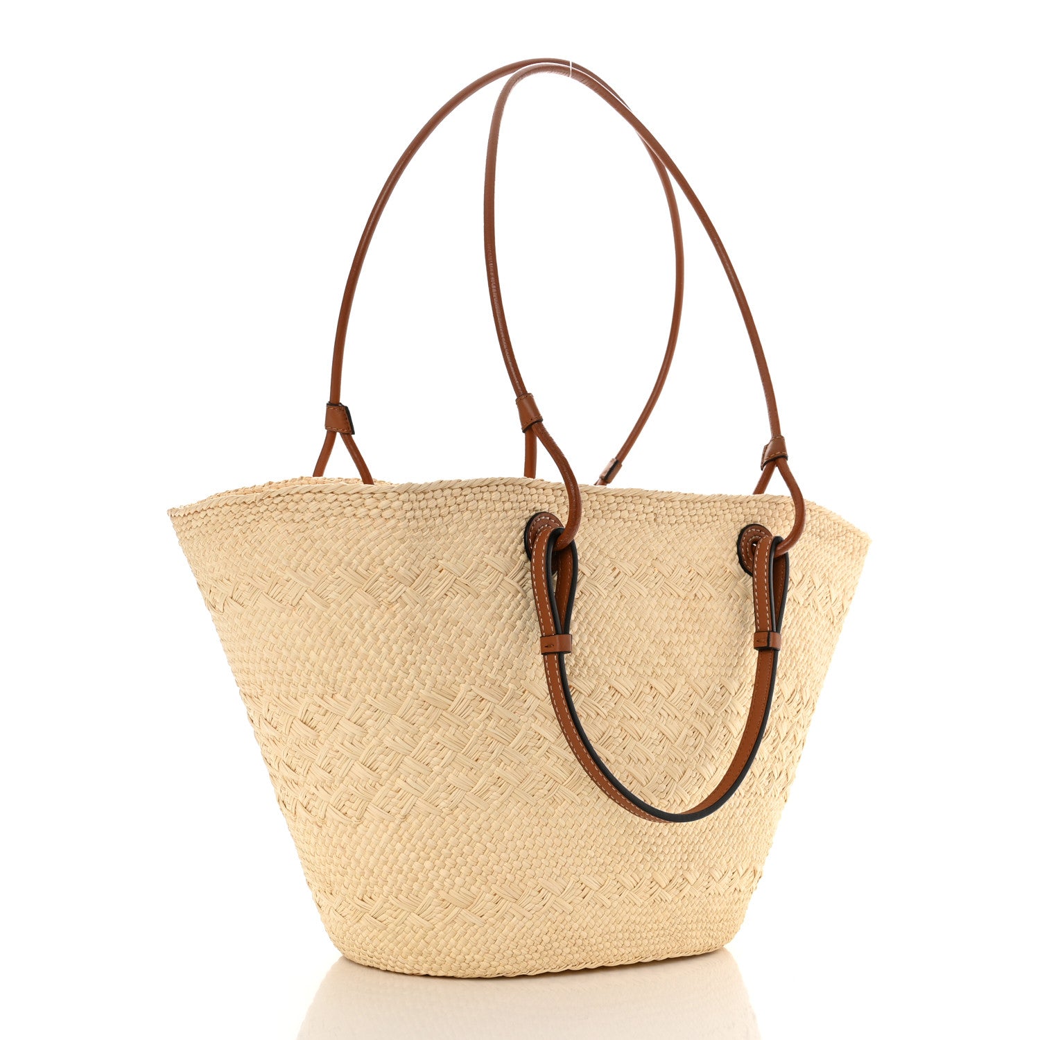 Loewe Iraca Palm Calfskin Medium Anagram Basket Bag Natural Tan 2 of 10