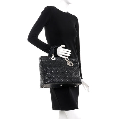 Christian Dior Lambskin Cannage Large Lady Dior Black 2 of 12