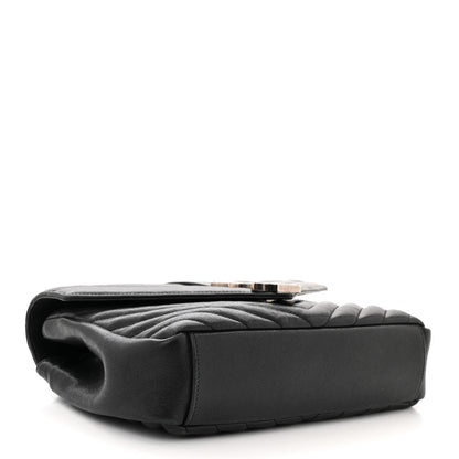 Saint Laurent Sheepskin Matelasse Chevron Monogram Medium College Bag Black 4 of 10