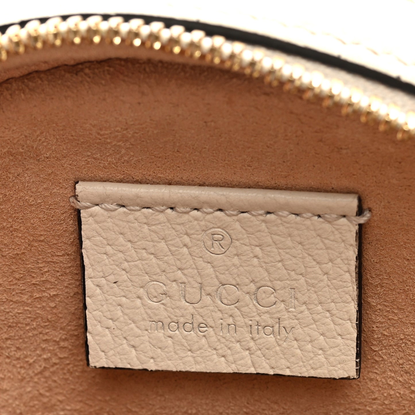 Textured Calfskin Web Mini Ophidia Round Shoulder Bag Mystic White