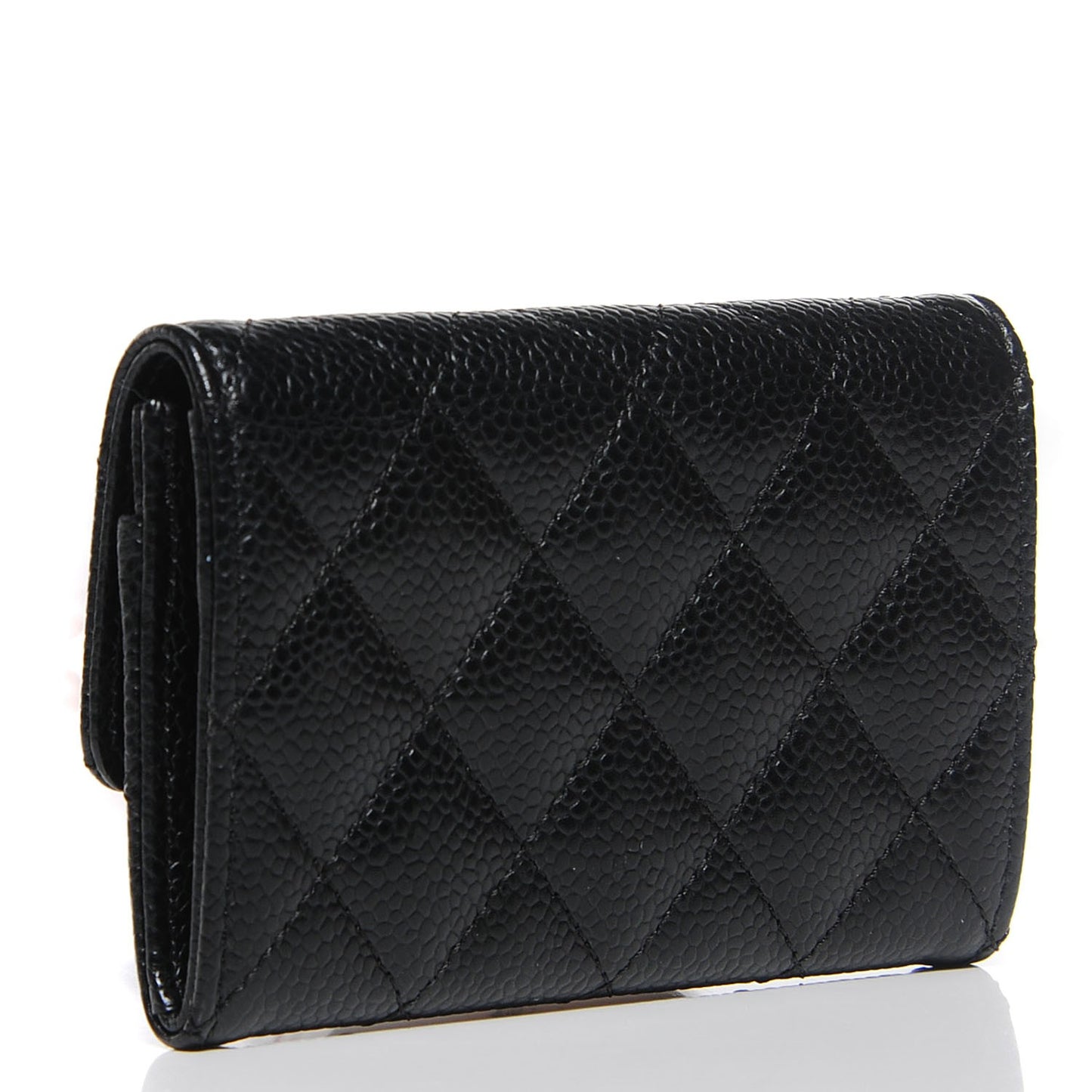 Caviar Quilted Flap Card Holder Black