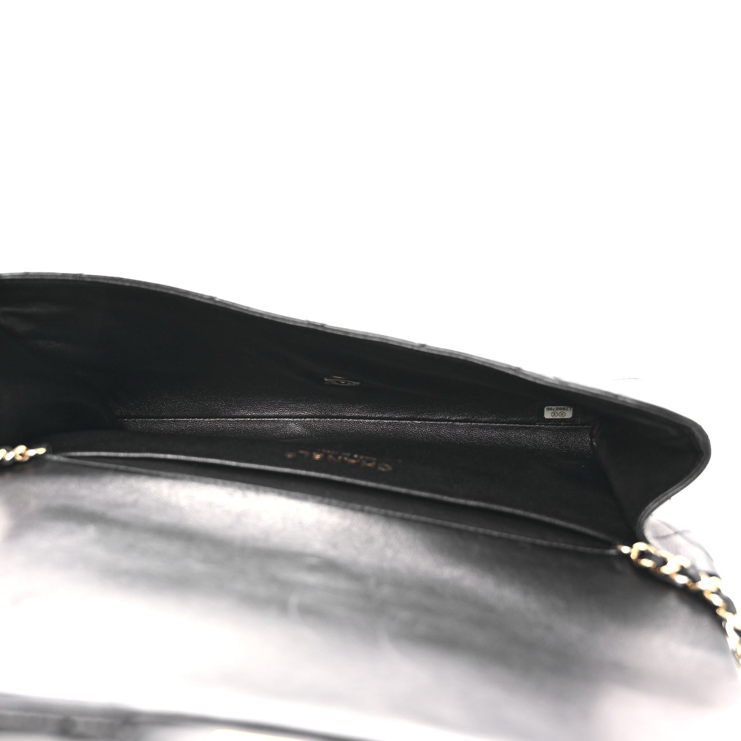 Lambskin Quilted Clutch with Chain Flap Black
