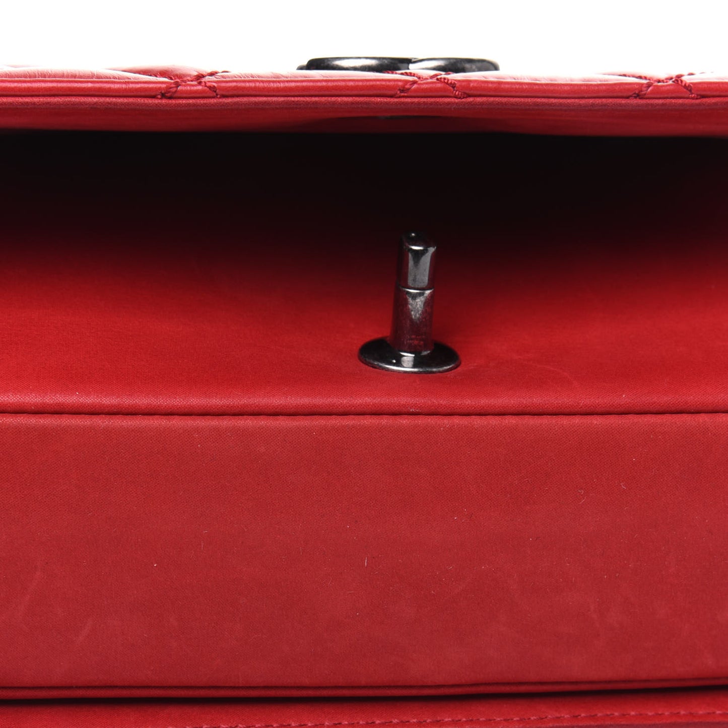 Glazed Calfskin Quilted Small Day Trip Flap Red