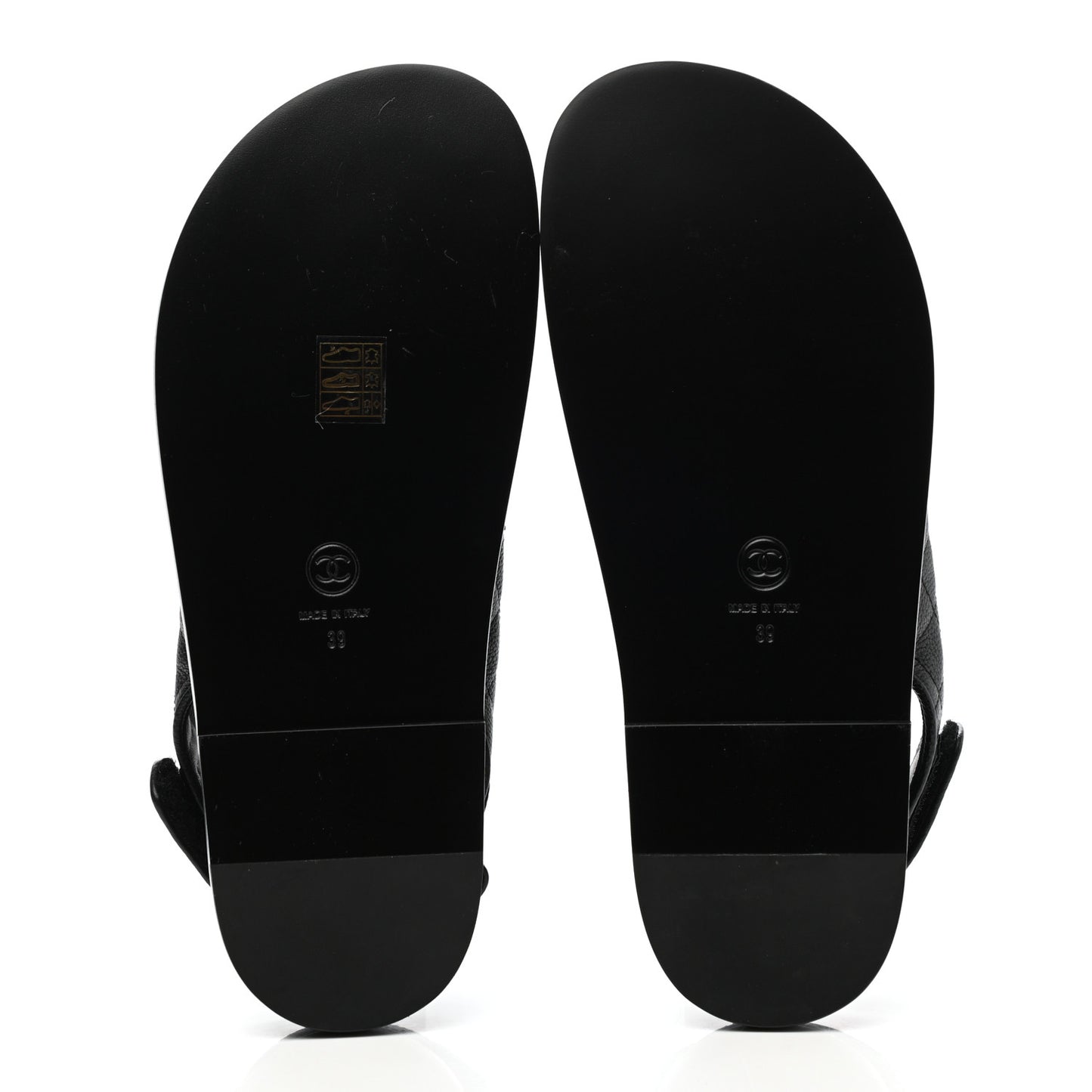 Grained Calfskin Velcro Dad Sandals 39 Black