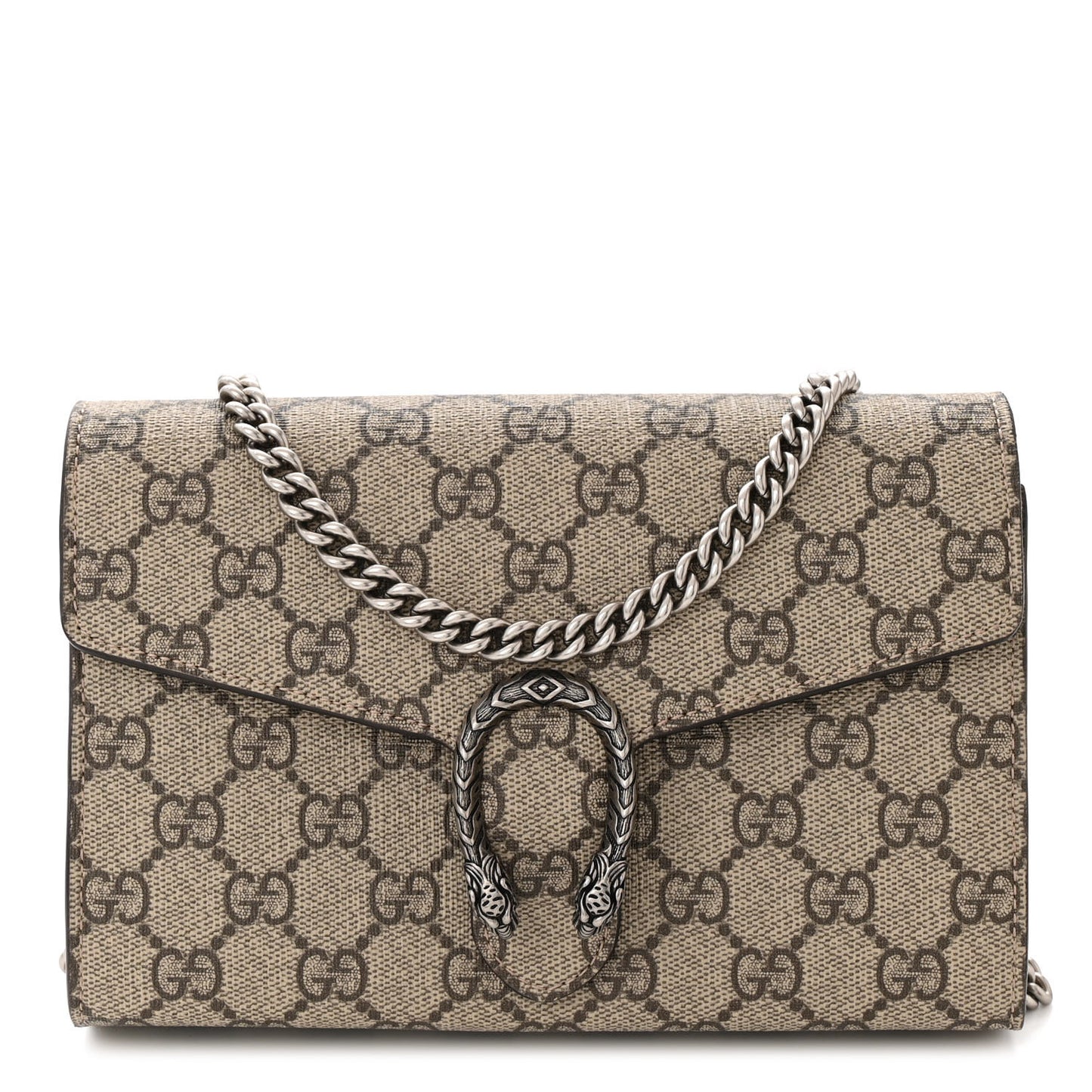 GG Supreme Monogram Mini Dionysus Chain Wallet Beige Taupe