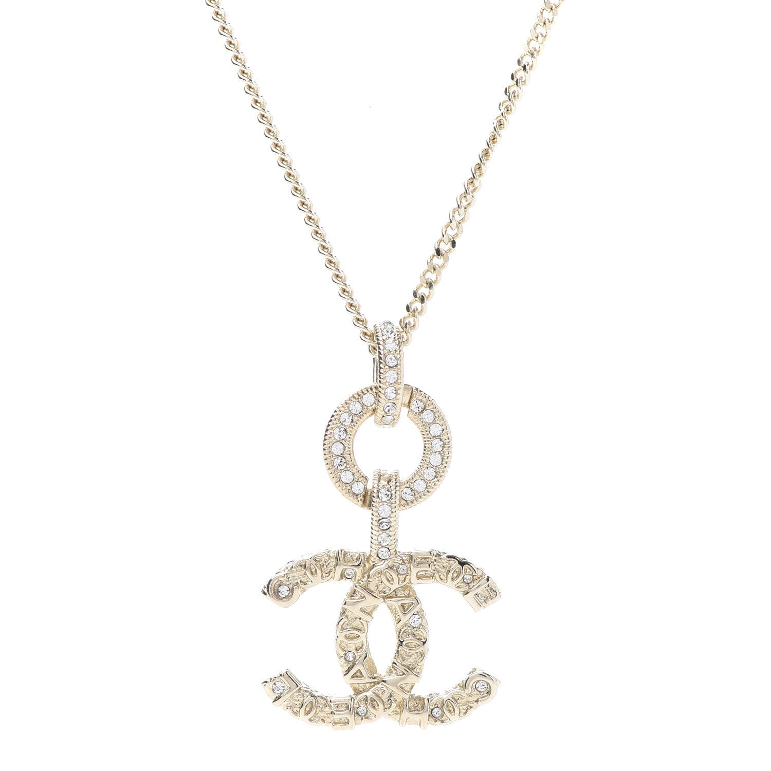 Chanel Crystal CC Drop Logo Necklace Gold 4 of 6