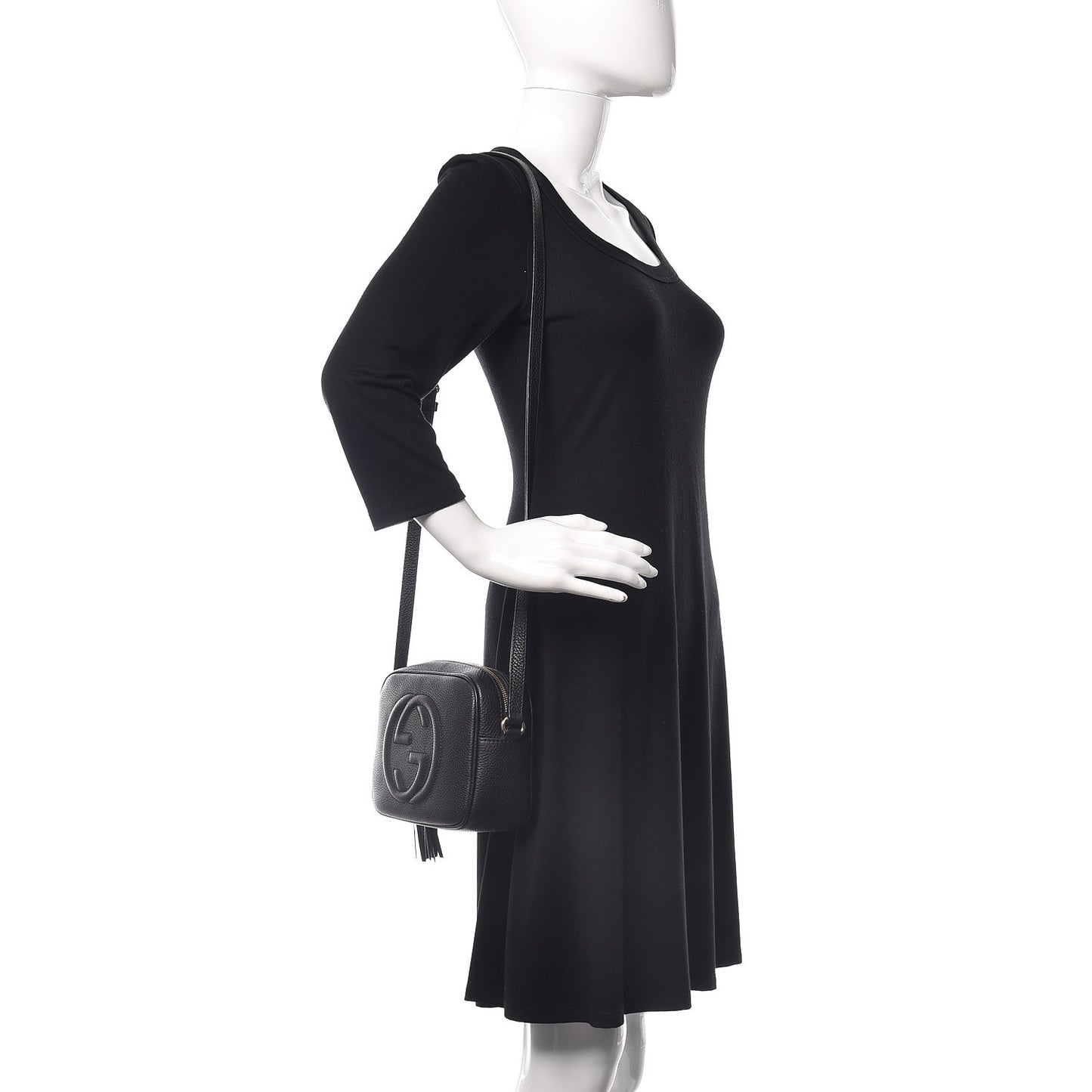 Pebbled Calfskin Small Soho Disco Bag Black