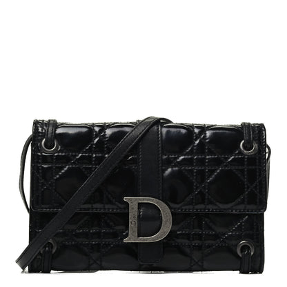 Christian Dior Patent Cannage Crossbody Wallet Black 1 of 9
