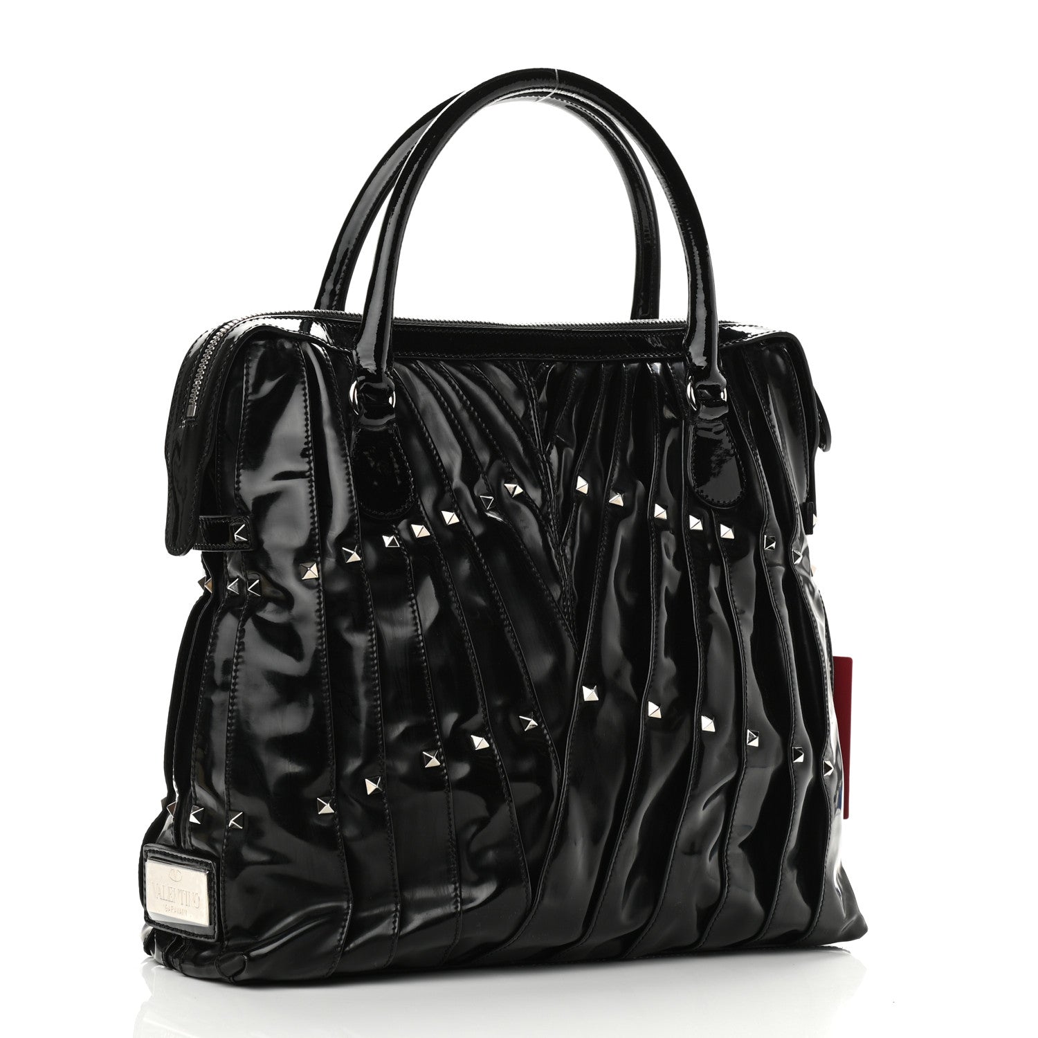 Valentino Garavani VALENTINO Patent Maizeon Studded Tote Black 2 of 8