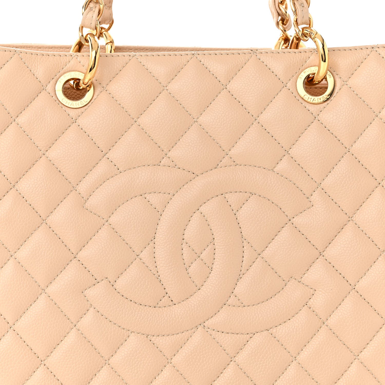 Chanel Caviar Quilted Grand Shopping Tote GST Light Beige 8 of 11