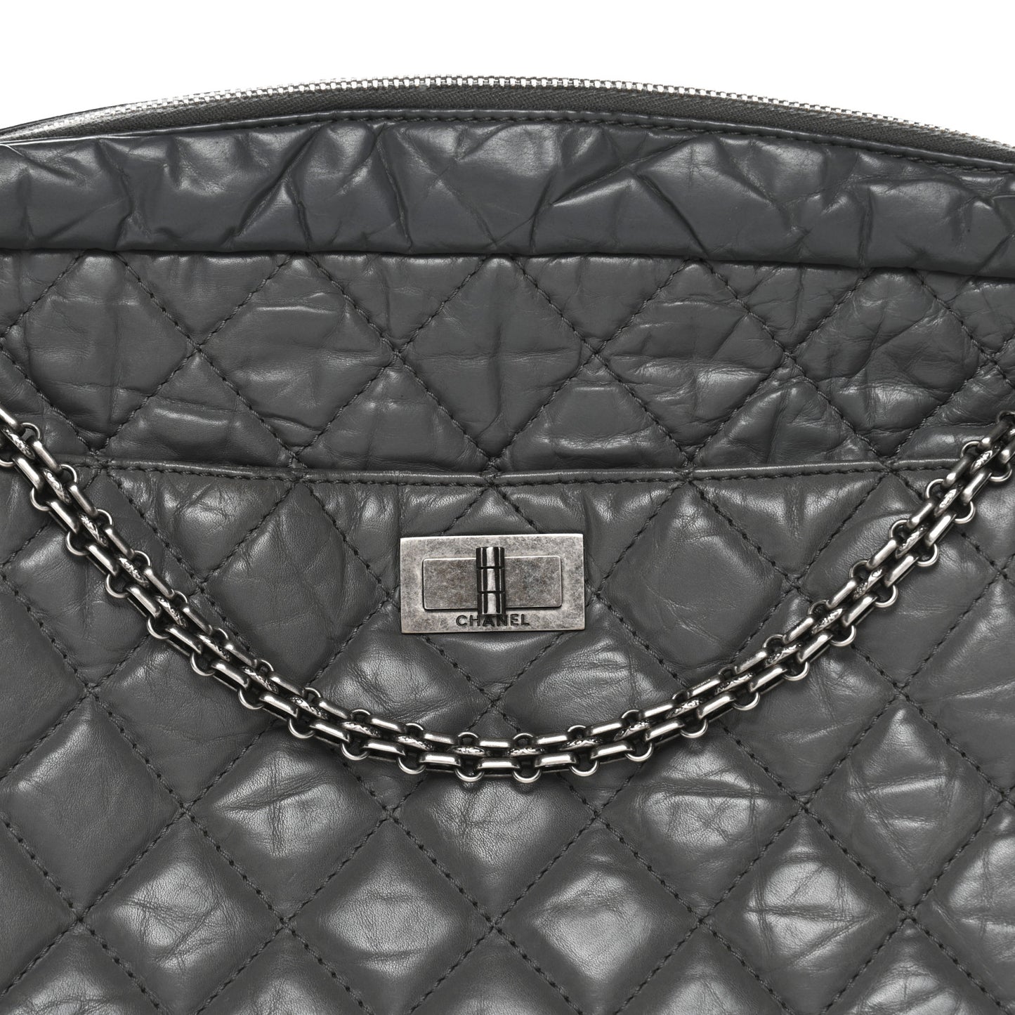 Aged Calfskin Quilted Large Reissue Camera Case Grey