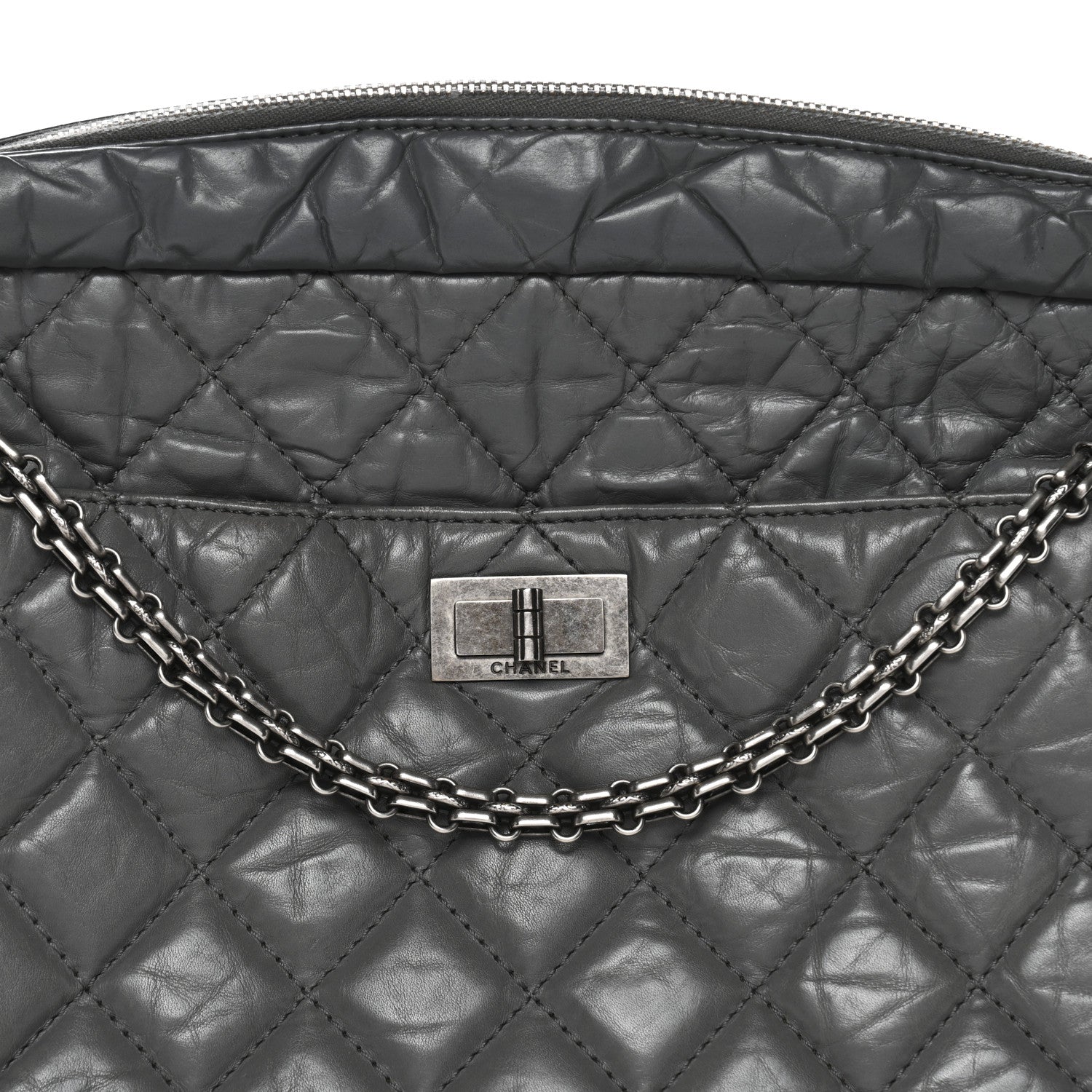 Chanel Aged Calfskin Quilted Large Reissue Camera Case Grey 8 of 12
