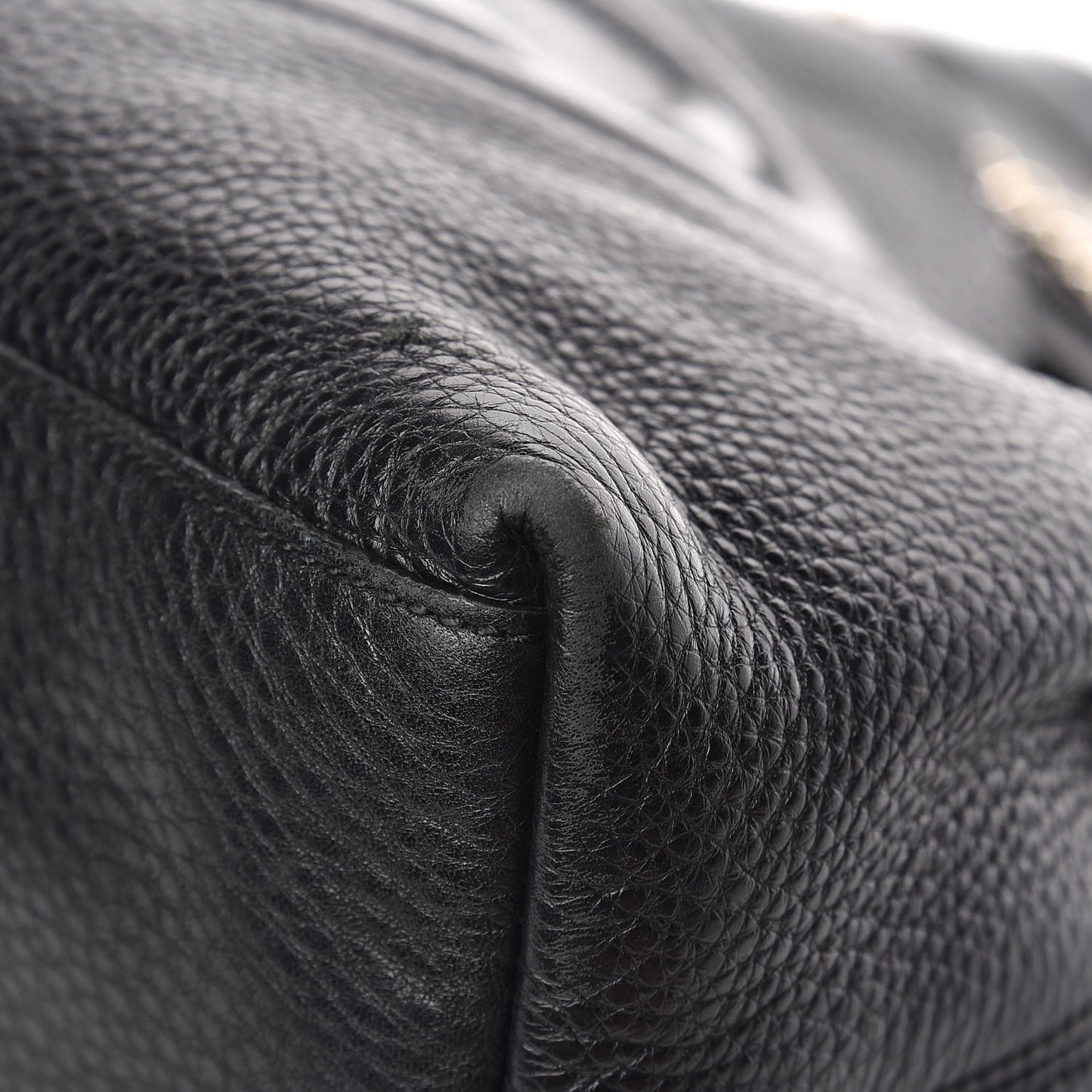 Pebbled Calfskin Medium Soho Chain Shoulder Bag Black