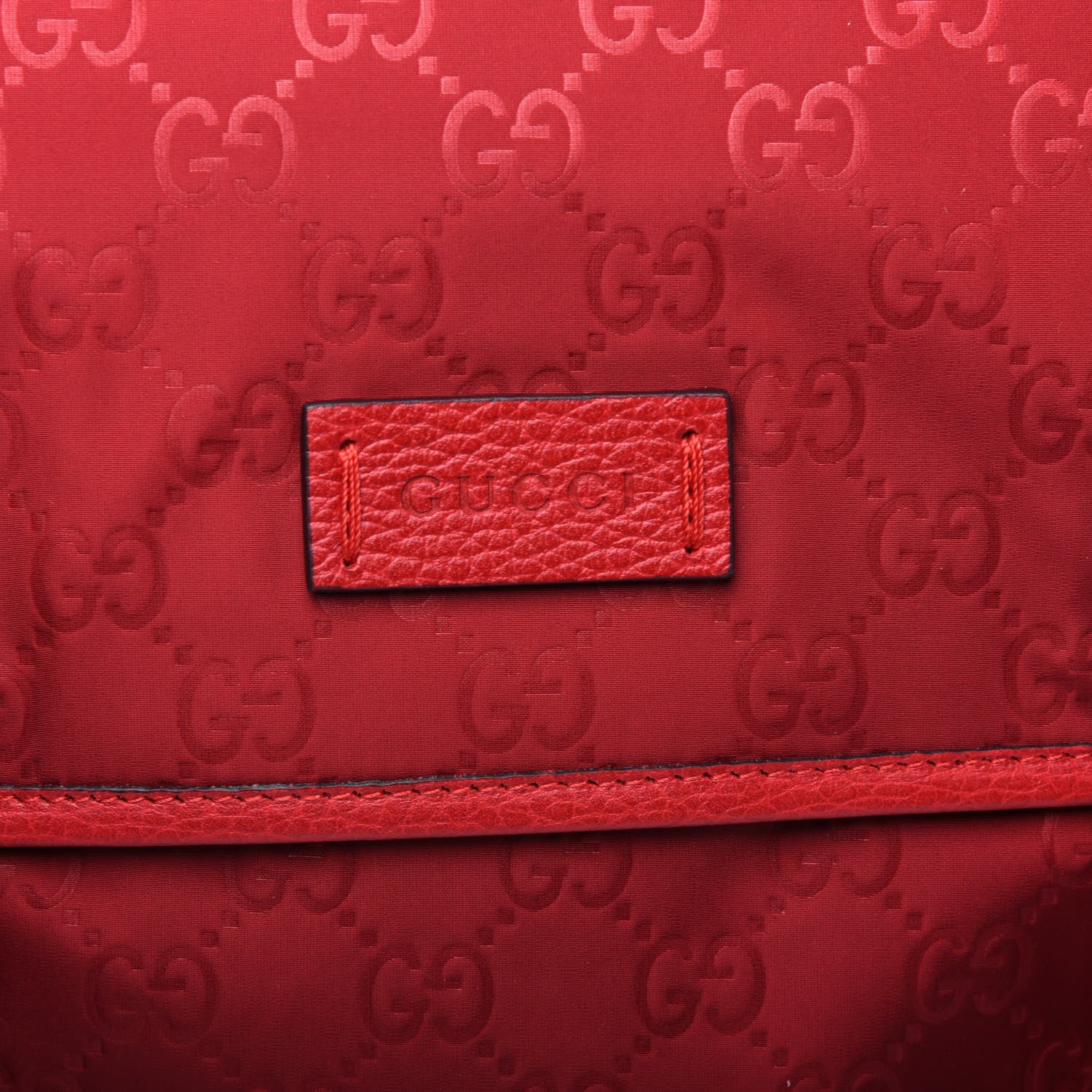 Gucci Nylon Monogram Double Buckle Flap Messenger Bag Vibrant Red 11 of 12