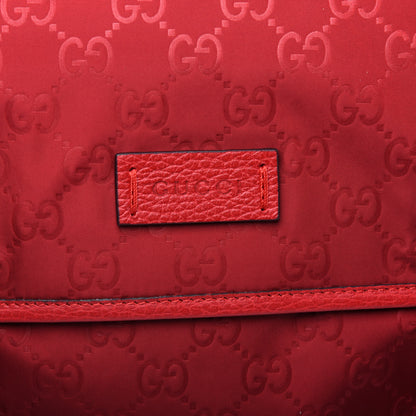 Gucci Nylon Monogram Double Buckle Flap Messenger Bag Vibrant Red 11 of 12