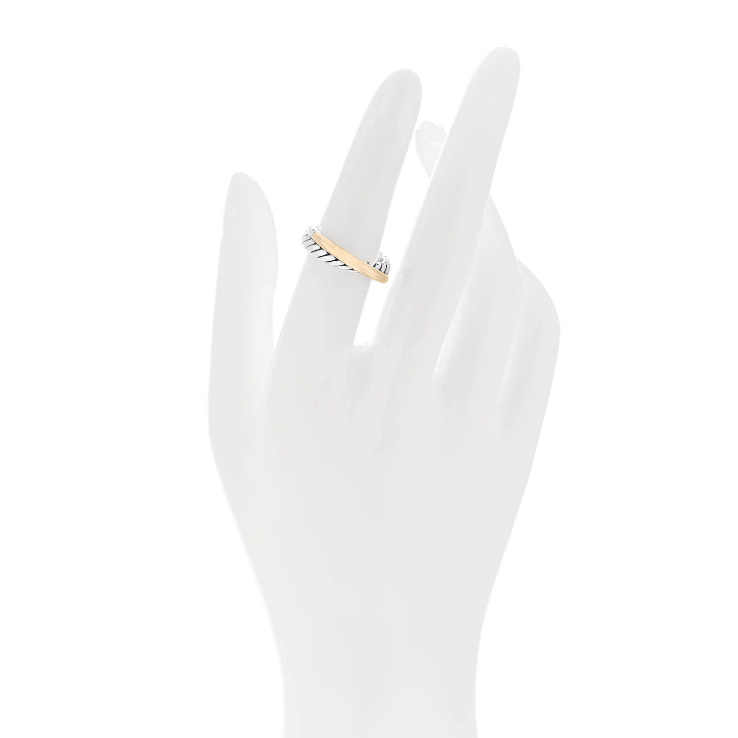 David Yurman Sterling Silver 18K Yellow Gold Narrow Crossover Ring 52 6 2 of 4