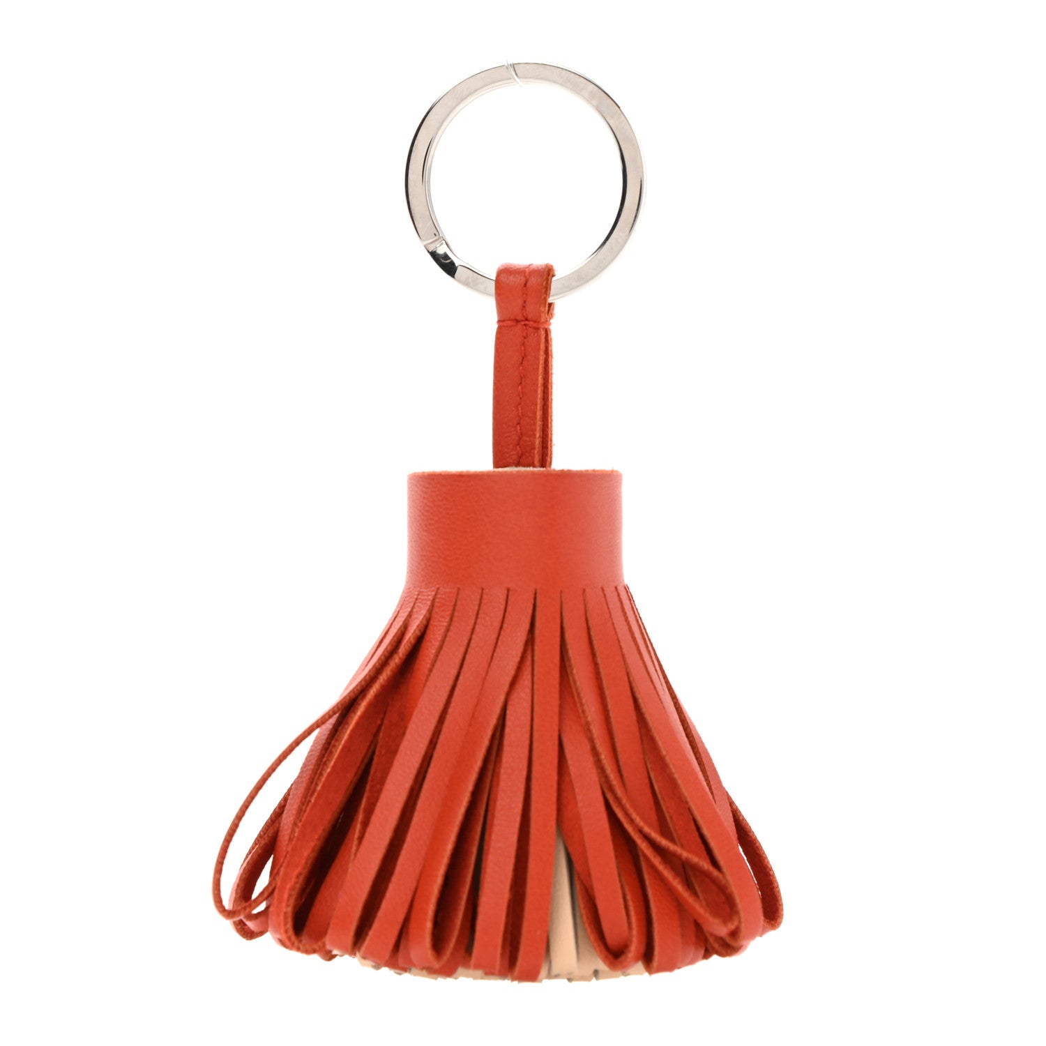 Hermes Lambskin Bicolor Carmen Tassel Key Holder Cornaline Orange Pale 1 of 4