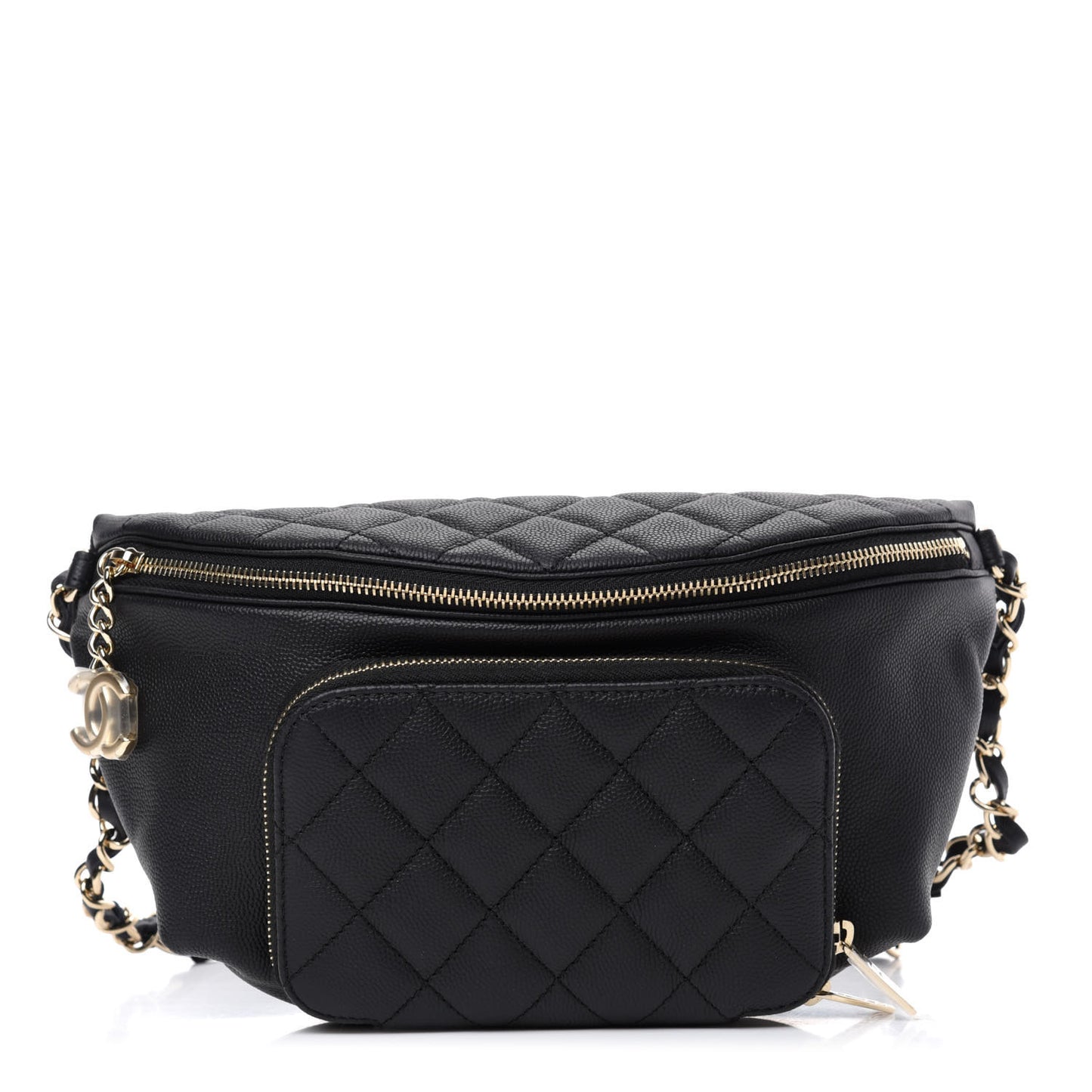 Caviar Quilted Business Affinity Waist Belt Bag Black