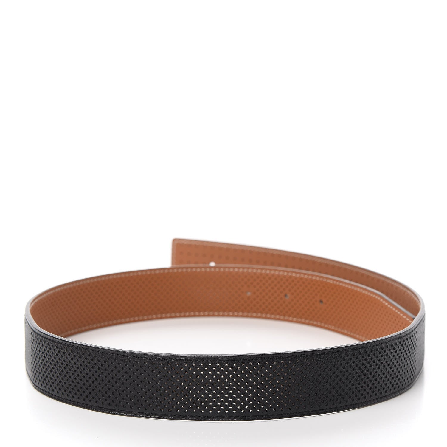 Hermes Epsom Perforated 32mm Belt Strap 75 Black Gold 2 of 6