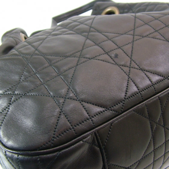 Leather Medium Cannage Tote Black