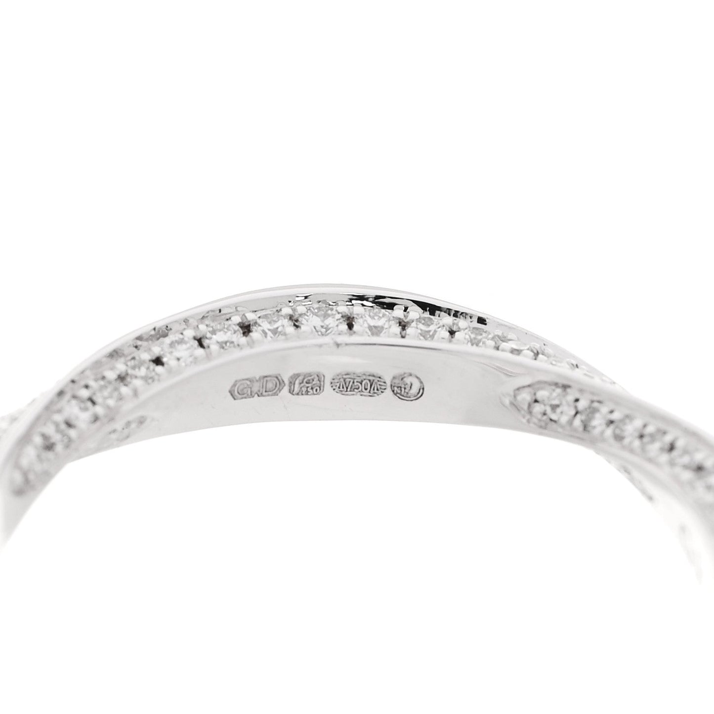 18K White Gold Diamond Spiral Pave Band Ring 46 3.75