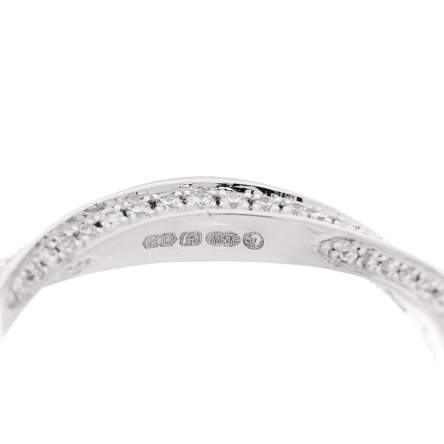 Graff 18K White Gold Diamond Spiral Pave Band Ring 46 3.75 5 of 7