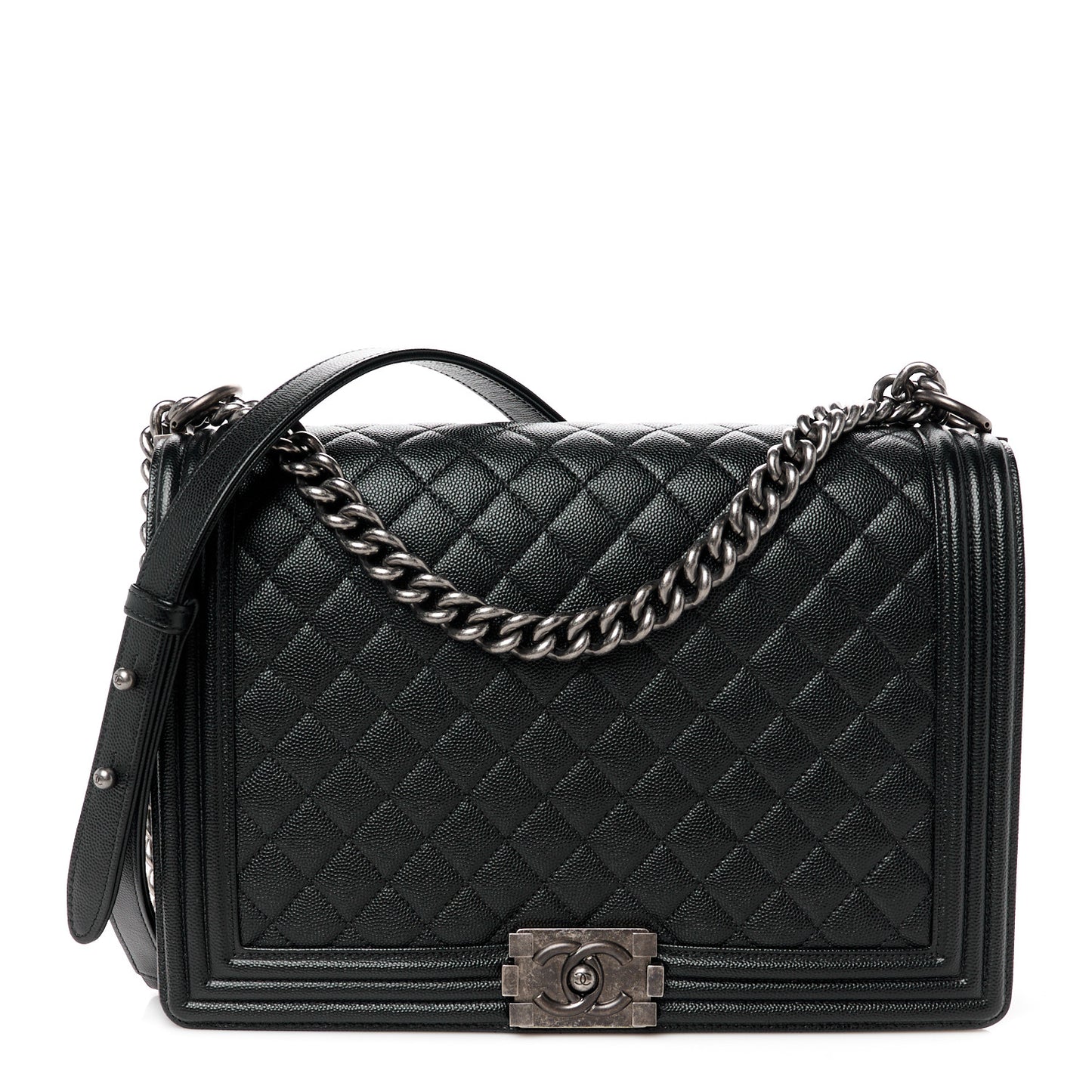 Caviar Quilted Large Boy Flap Black