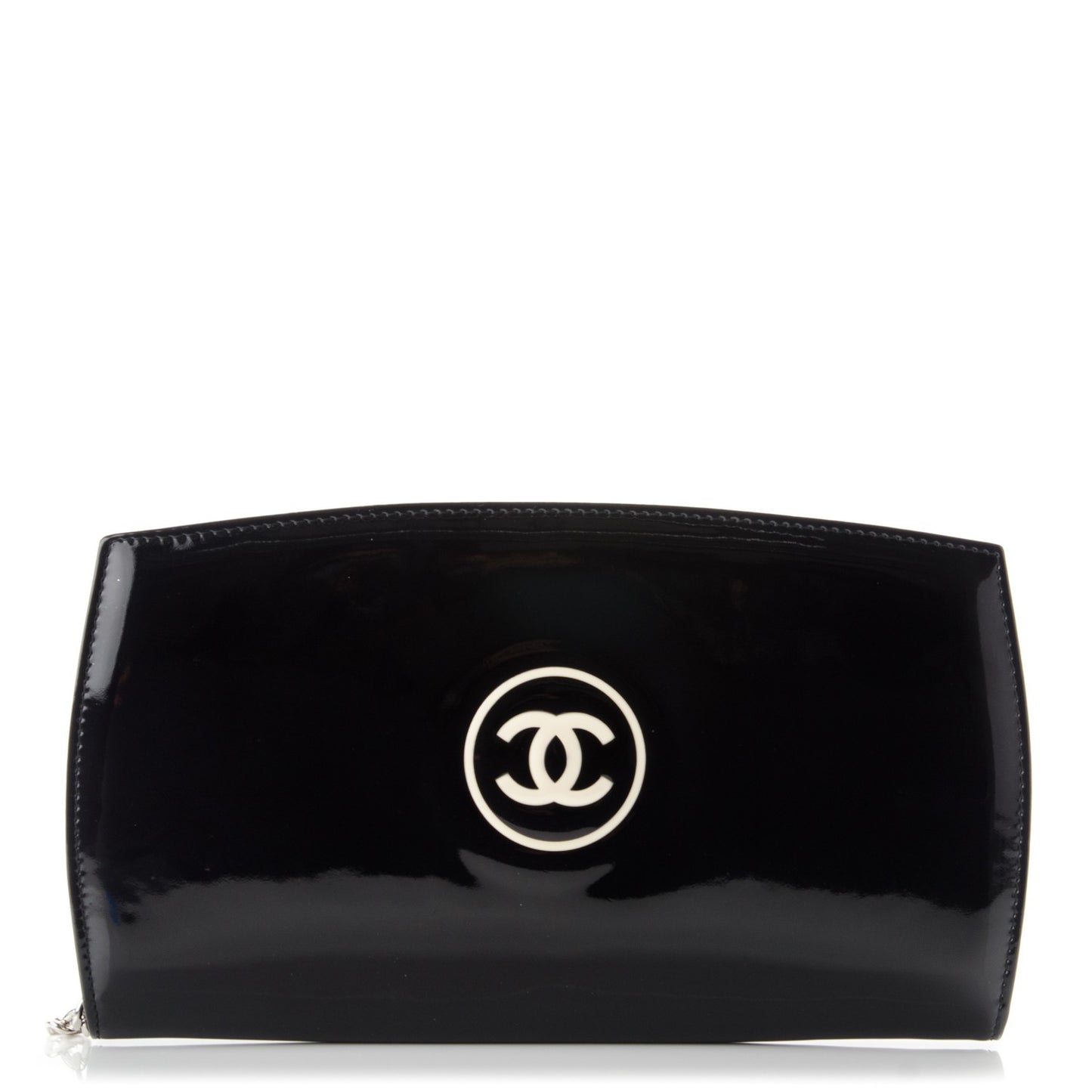 Patent Large CC Compact Zip Gusset Wallet Black
