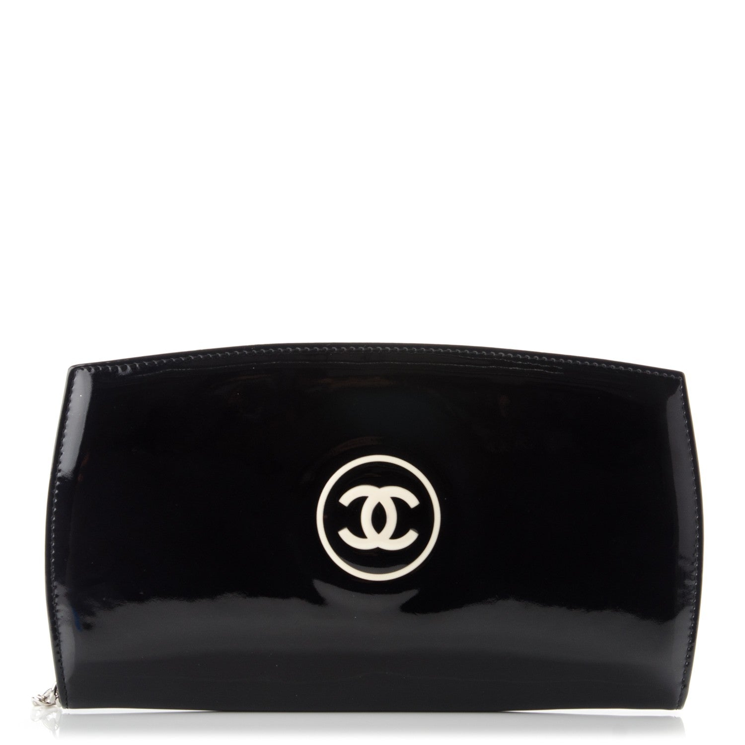 Chanel Patent Large CC Compact Zip Gusset Wallet Black 1 of 8