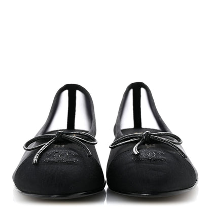 Chanel Mesh Grosgrain CC Cap Toe Ballerina Flats 38.5 Black 3 of 10