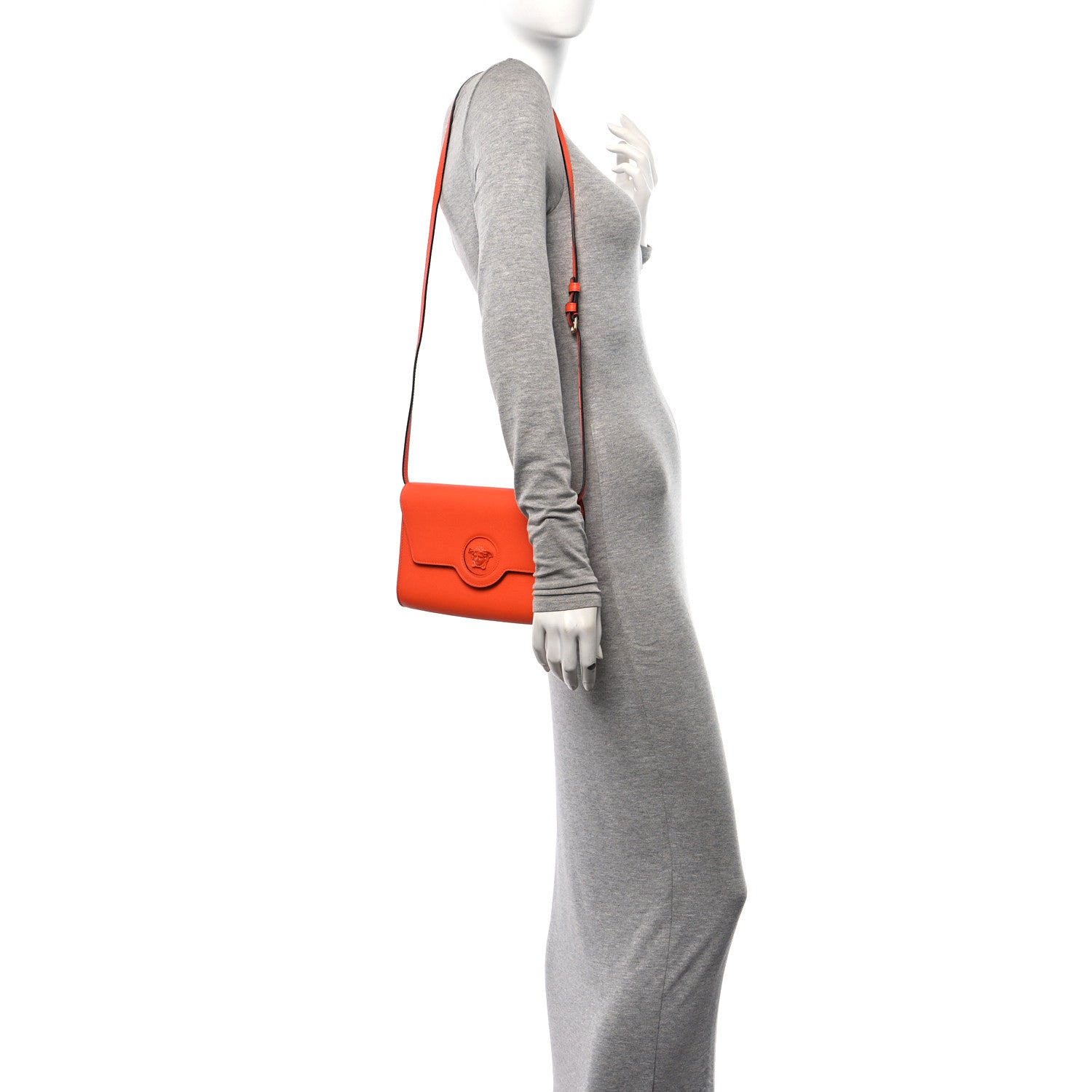 Versace Grained Calfskin La Medusa Crossbody Bag Orange 2 of 9