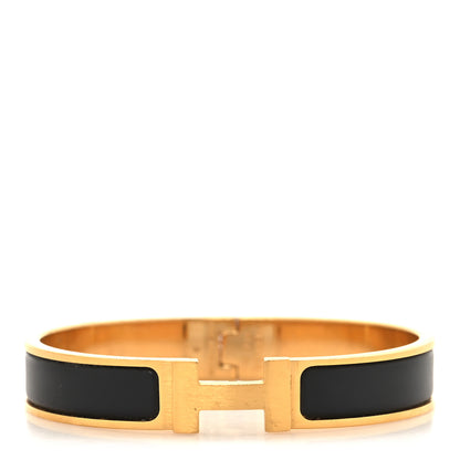 Hermes Matte Enamel Narrow Clic Clac HH Bracelet GM Black 1 of 4