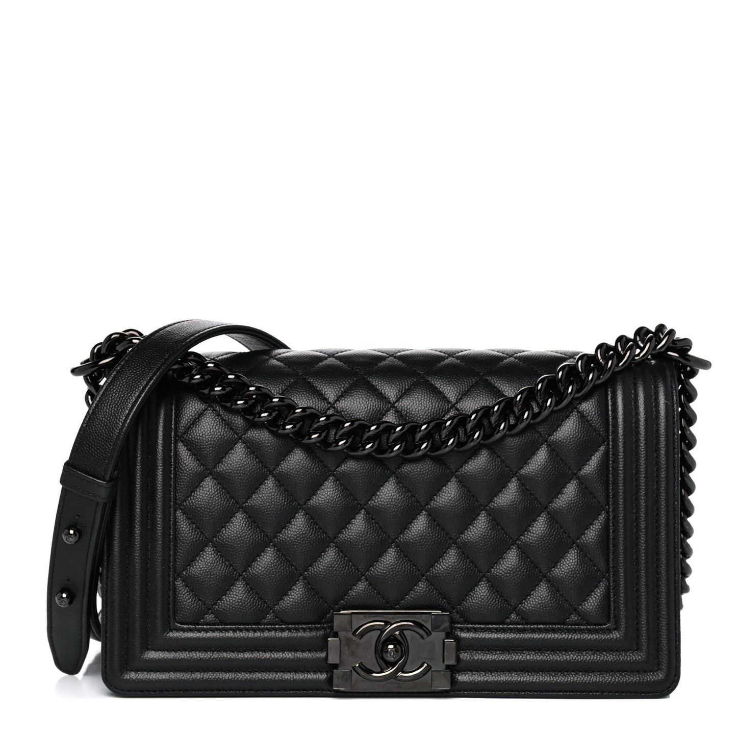 Caviar Quilted Medium Boy Flap So Black