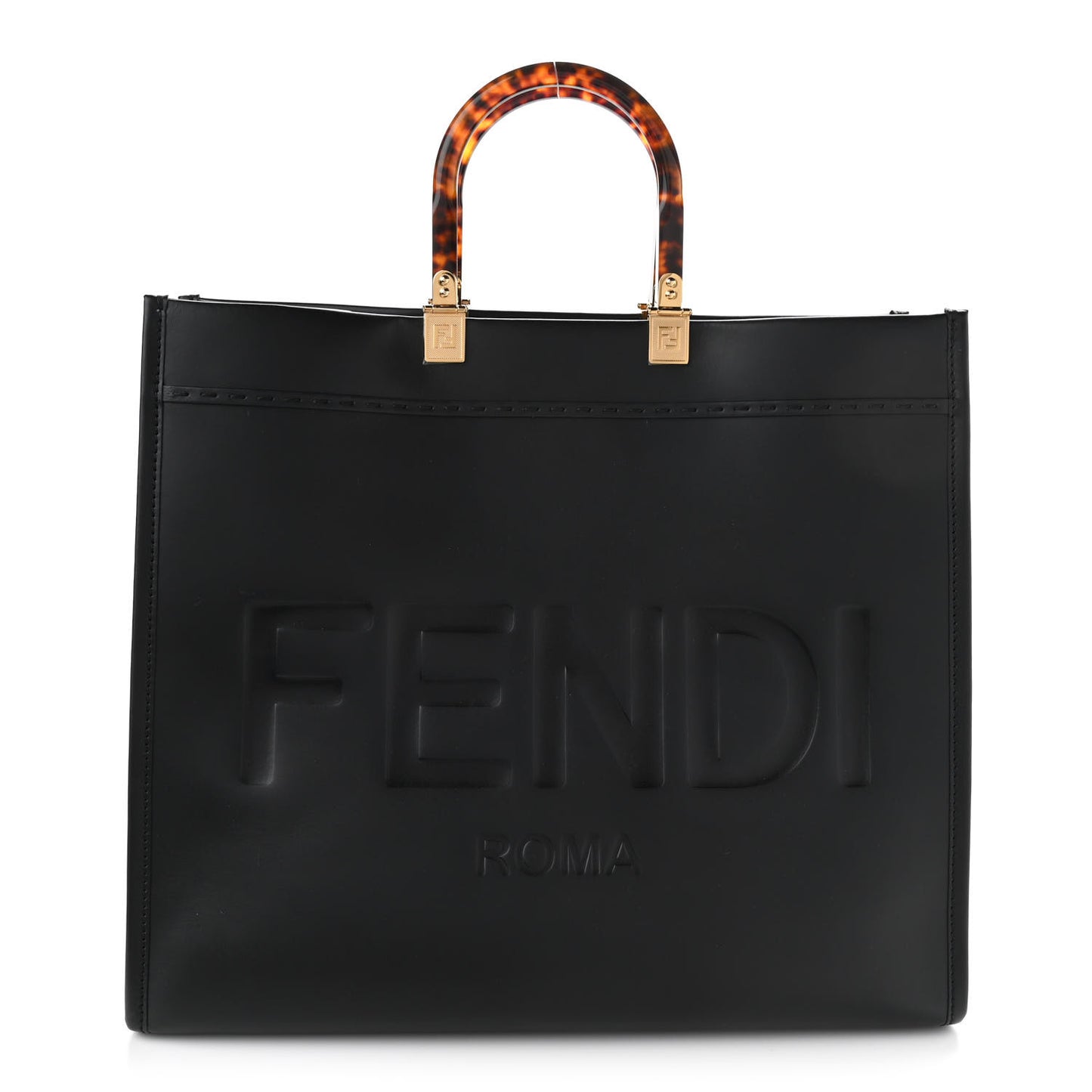 Vitello King Plexiglass Large Fendi Sunshine Shopper Tote Black