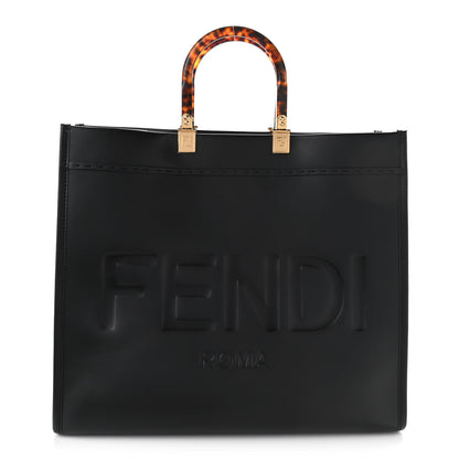 Fendi Vitello King Plexiglass Large Fendi Sunshine Shopper Tote Black 1 of 9